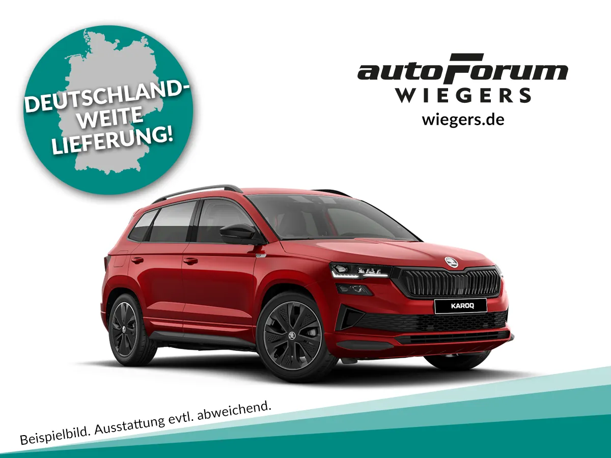 Skoda Karoq Sportline 2.0 TSI mit 190 PS für 193,00 € / Monat + 1.290,00 € einmalig – LF 0,41 (Privatkunden)