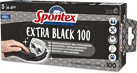Spontex Extra Black Einmalhandschuhe aus Vinyl ungepudert und latexfrei 100er Pack (Größe S oder M) ab 5,22 € inkl. Prime-Versand