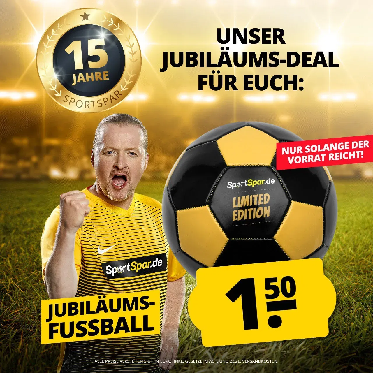 Sportspar.de Limited Edition 15 Jahre Fußball für 1,50 € zzgl. 4,95 Versand