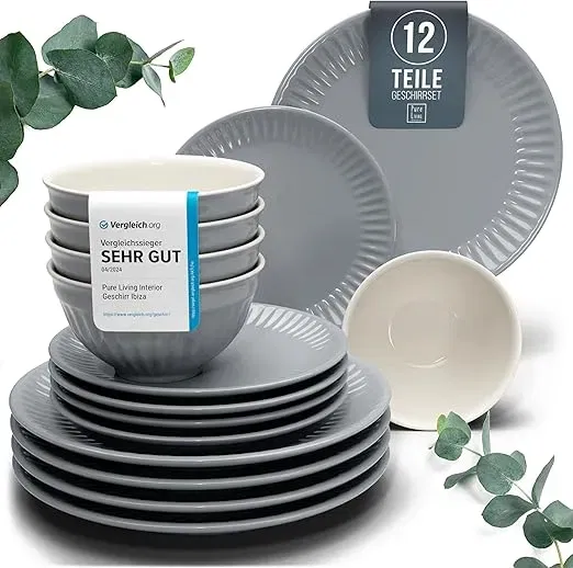 Steingut Geschirrset 4 Personen Hygge 12 tlg. TESTSIEGER Traumhaftes Skandinavisches Steingut Geschirr Set für 19,95 € inkl. Prime-Versand (statt 29,95 €)