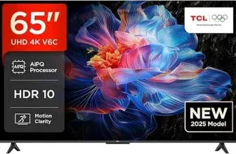 TCL 65V6C 65 Zoll Direct LED TV 4K HDR Dolby Audio Motion Clarity Kompatibel mit Google Assistant & Alexa für 399,00 € inkl. Versand (statt 499,00 €)
