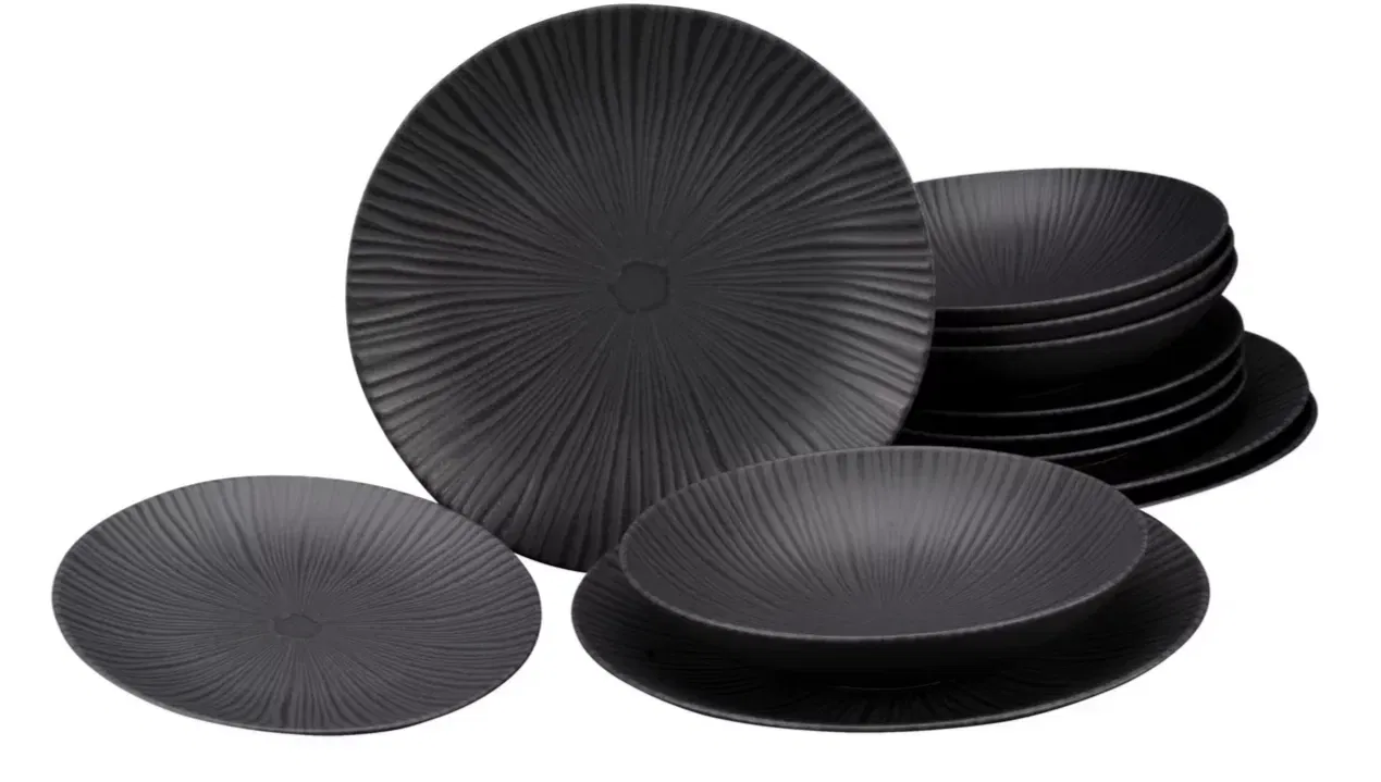 Creatable Tafelservice Vesuvio Black in Schwarz (12-teilig) für 31,95 € inkl. Versand (statt 44,20 €)