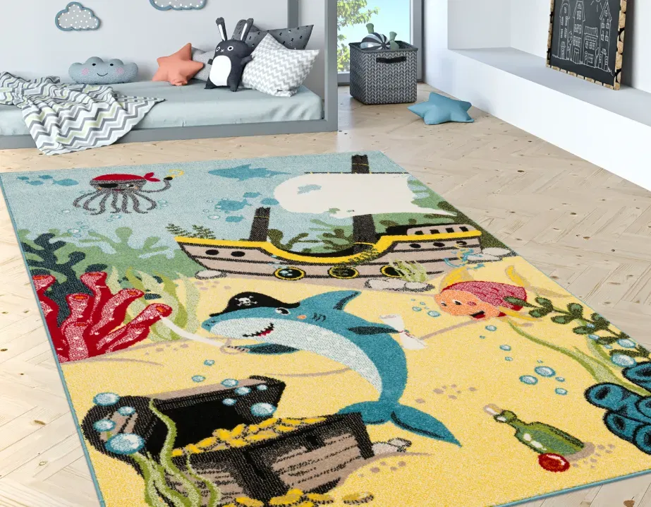 Bunter Kinderteppich mit Meeresmotiven für nur 9,58€ inkl. Versand (statt 21,30€)