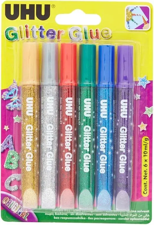 UHU Glitter Glue ORIGINAL Tuben (6x10ml) für 1,99 € inkl. Prime-Versand (statt 3,50 €)