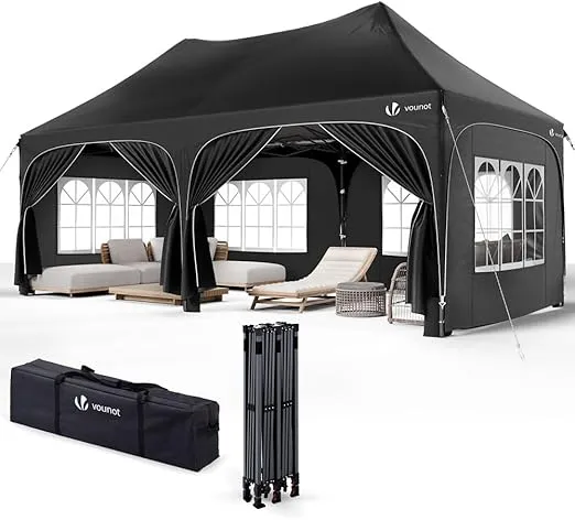 VOUNOT® 3x6m Pavillon Wasserdicht mit 6 Seitenwänden Faltpavillon Stabil Partyzelt Winterfest Gartenzelt Faltbar mit 6 Sandsäcken und Tragetasche Schwarz für 174,90 € inkl. Versand (statt 209,99 €)