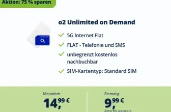 MegaSim Unlimited o2 mit 5G ab 14,99 Euro mtl - attraktives Angebot