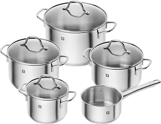 ZWILLING Flow Kochtopf-Set (5-teilig mit Glasdeckel Induktionsgeeignet unbeschichtet Edelstahl Black) für 109,76 € inkl. Versand (statt 173,89 €)