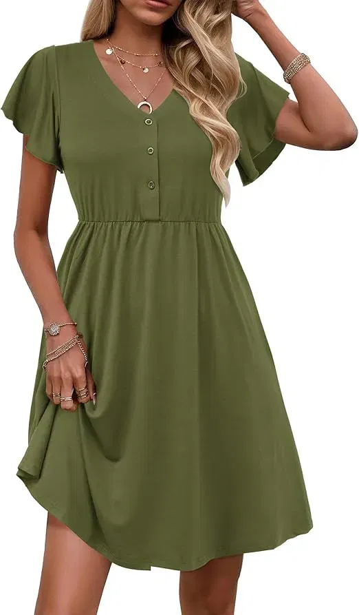 Zeagoo Damen Sommerkleid mit V-Ausschnitt (6 Farben, Gr. S bis XXL) für 14,99 € inkl. Prime-Versand (statt 29,99 €)