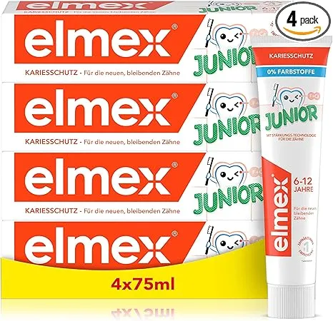 elmex Zahnpasta Junior 6-12 Jahre 4er Pack (4x75ml) ab 11,68 € inkl. Prime-Versand