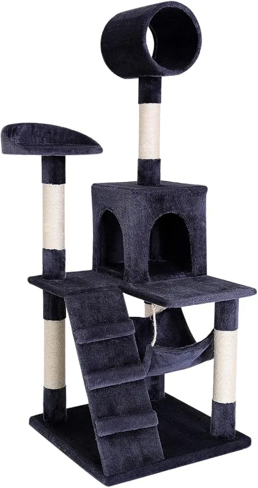 lionto Kratzbaum für Katzen mit Hängematte & Tunnel (133 cm Katzenbaum mit Sisalseil & weichem Plüsch) für 38,30 € inkl. Prime-Versand (statt 48,00 €)