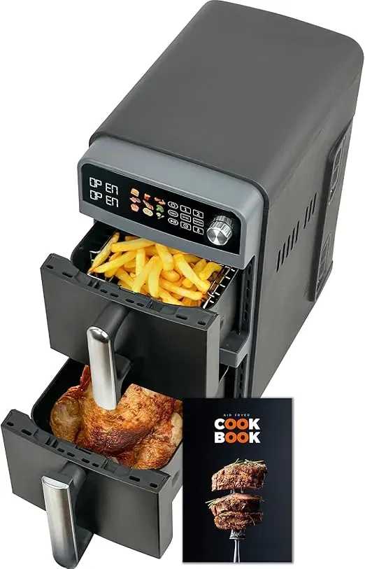 10L Double Stack XL airfryer Heißluftfritteuse 2400W für 89,39 € inkl. Versand (statt 140,00 €)