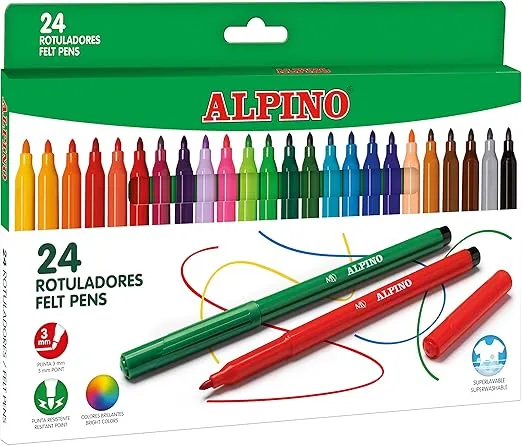 ALPINO AR001003 Pack 24 Filzstifte Fineliner farblich sortiert für 2,68 € inkl. Prime-Versand (statt 3,63 €)