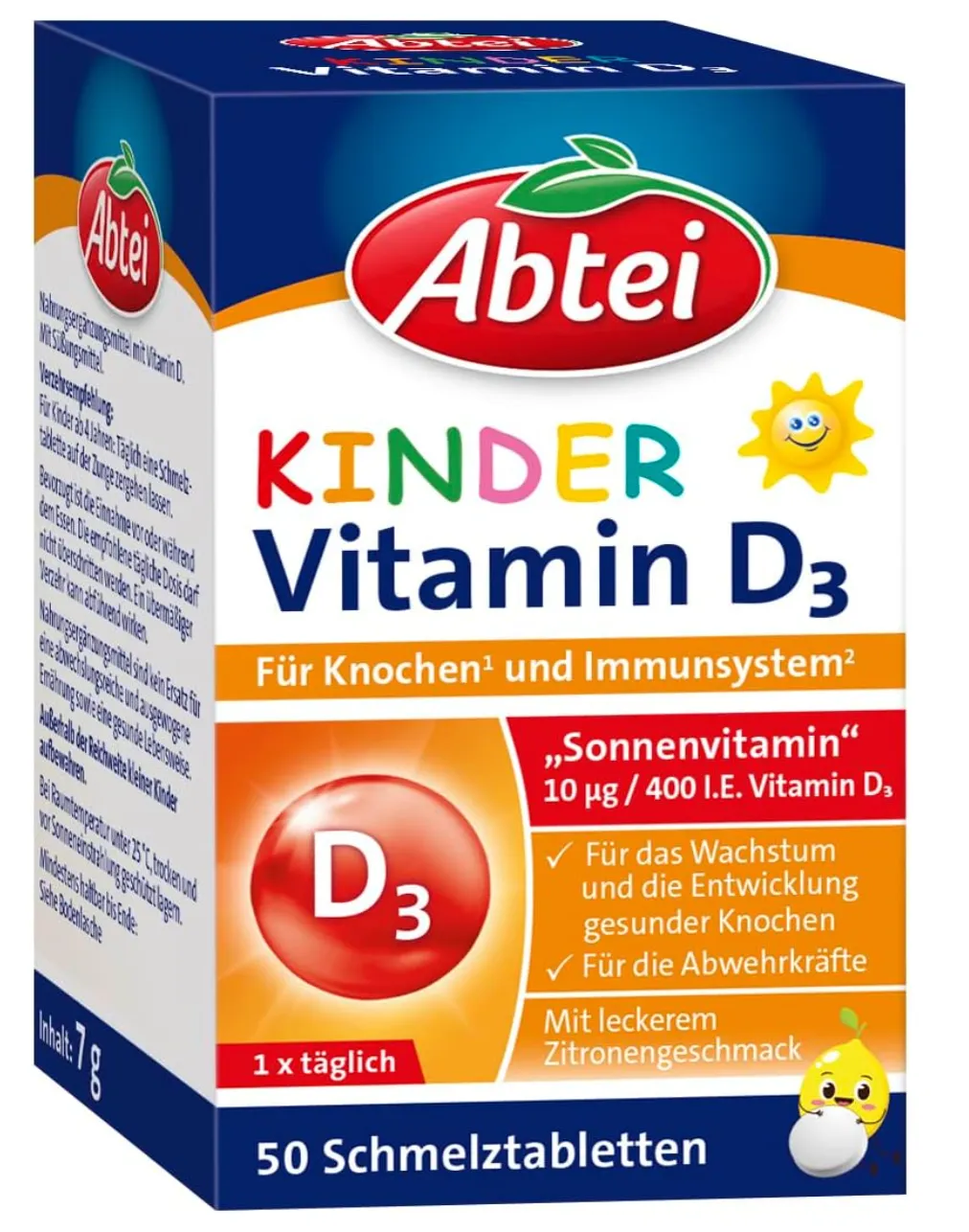 Abtei Kinder Vitamin D3 (für das Knochen- und Immunsystem von Kindern 50 Schmelztabletten) ab 2,12 € inkl. Prime-Versand (statt 3,69 €)