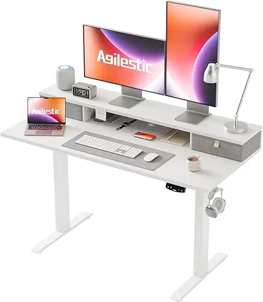 Agilestic Elektisch Höhenverstellbarer Schreibtisch mit 2 Schubladen (120 x 60 cm) für 84,99 € inkl. Versand (statt 120,00 €)