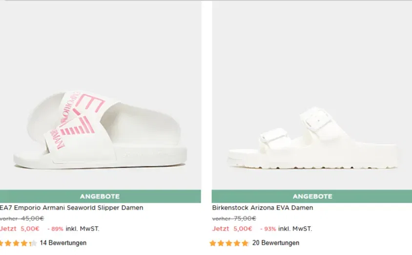 🔥Flip Flops & Sandalen Ausverkauf bei JD Sports – Birkenstocks ab 5€, EA7 Armani für 5€, Crocs für 10€