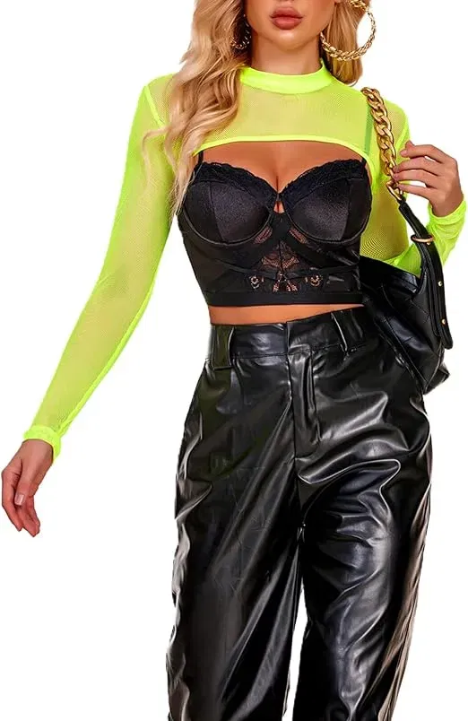 Avidlove Damen Mesh Crop Tops Langarm Netz Oberteil (7 Farben, Gr. S bis XXL) für 6,23 € inkl. Prime-Versand (statt 10,39 €)