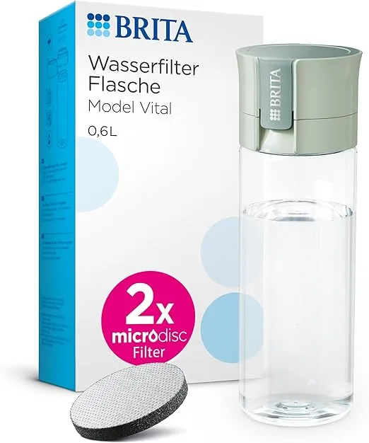 BRITA Wasserfilter Flasche Model Vital hellgrün (600ml) inkl 2 MicroDisc Filter – Praktische Trinkflasche mit Wasserfilter für unterwegs für 5,98 € inkl. Prime-Versand (statt 11,90 €)