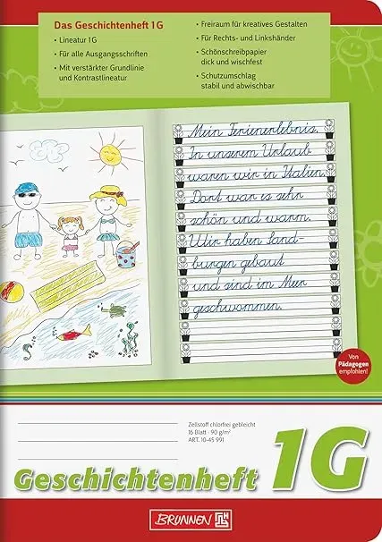 BRUNNEN Geschichtenheft  A5 Lineatur 1G (16 Blatt grün) für 1,99 € inkl. Prime-Versand (statt 2,99 €)