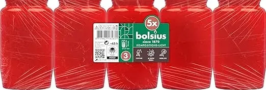 Bolsius Grablicht – Kompositionslicht – Rot (5 Stk  Brenndauer 45 Stunden) für 2,99 € inkl. Prime-Versand (statt 5,00 €)