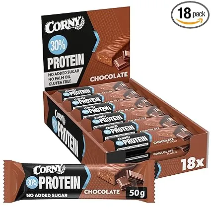 Corny Protein Power Schoko (18x50g  30 Prozent Eiweiß  Fitness & Sport Riegel) ab 14,32 € inkl. Prime-Versand (statt 21,29 €)