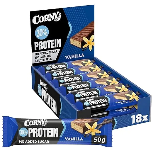 Corny Protein Power Vanille (18x50g  30 Prozent Eiweiß) ab 14,08 € inkl. Prime-Versand (statt 21,99 €)