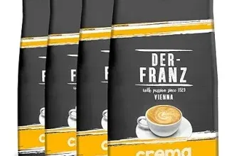 DER-FRANZ Kaffee Crema Intensität 4/5 100% Arabica ganze Kaffeebohnen 4er Pack (4 x 1000 g) für 46,25 € inkl. Prime-Versand (statt 73,90 €)