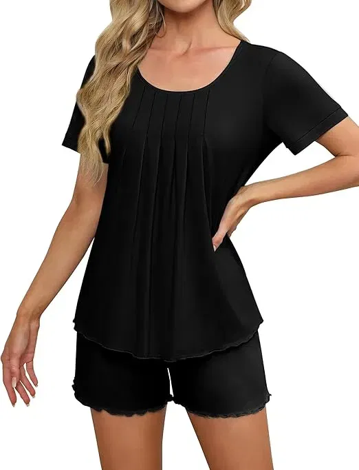 Ekouaer Damen Kurz Sommer Pyjama Set (7 Farben, Gr. S bis XXL) für 11,54 € inkl. Prime-Versand (statt 20,99 €)
