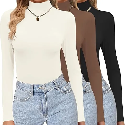 Ekouaer Damen Langarmshirt mit Rollkragen 3 Pack (3 Farben, Gr. S bis XXL) für 23,99 € inkl. Prime-Versand (statt 39,99 €)