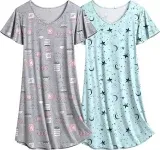 Ekouaer Damen Nachthemden Kurzarm 2Er Pack (10 Farbkombinationen, Gr. S Bis Xxl) Für 19,79 € Inkl. Prime-Versand (Statt 32,99 €)
