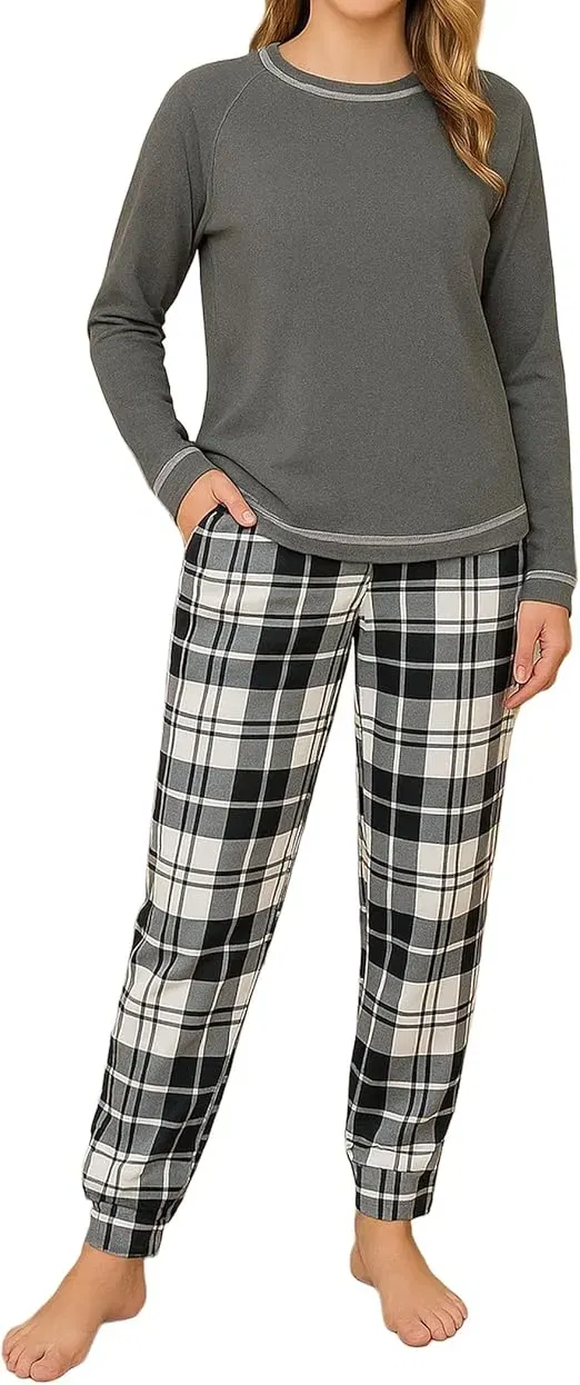 Ekouaer Damen Schlafanzug Lang Weich (5 Farben, Gr. S bis XXL) für 18,59 € inkl. Prime-Versand (statt 30,99 €)