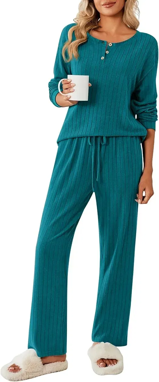 Ekouaer Damen Schlafanzug Lang (6 Farben, Gr.  S bis XXL) für 17,99 € inkl. Prime-Versand