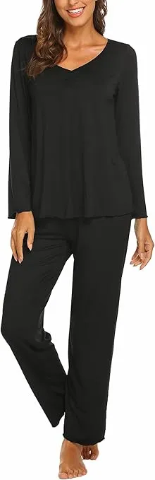 Ekouaer Damen Schlafanzug Langarm (16 Farben, Gr. S bis XXL) für 10,49 € inkl. Prime-Versand (statt 29,99 €)