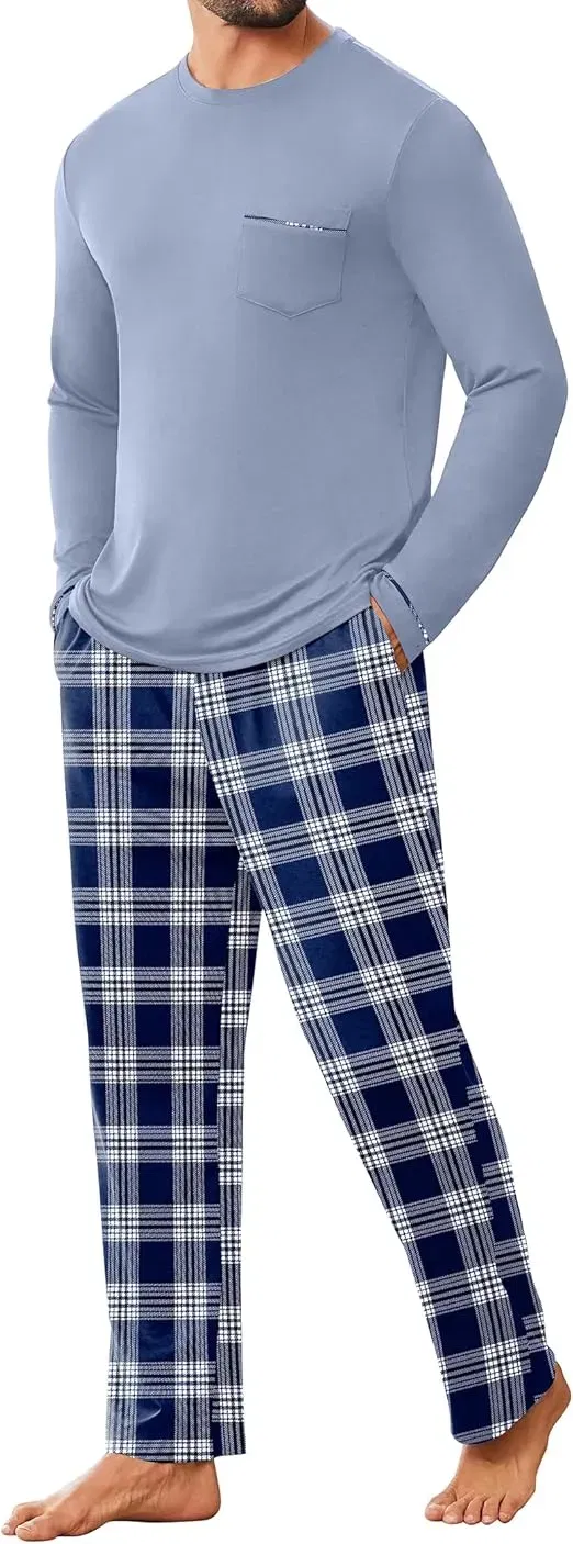 Ekouaer Herren Pyjama Langarm Set Kariert (6 Farben, Gr. S bis XXL) für 19,79 € inkl. Prime-Versand (statt 32,99 €)