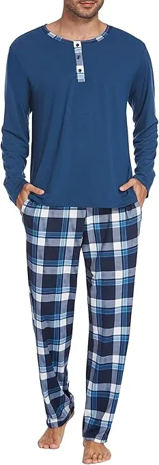 Ekouaer Herren Winter Schlafanzug Lang (7 Farben, Gr. S bis 3XL) für 15,75 € inkl. Prime-Versand (statt 34,99 €)