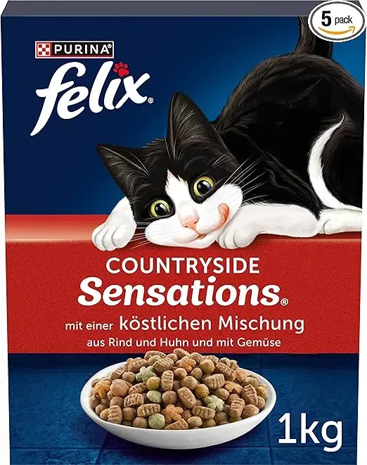 FELIX Countryside Sensations Katzenfutter trocken mit Rind und Huhn (1er Pack (1 x 1kg)) ab 2,70 € inkl. Prime-Versand (statt 3,50 €)