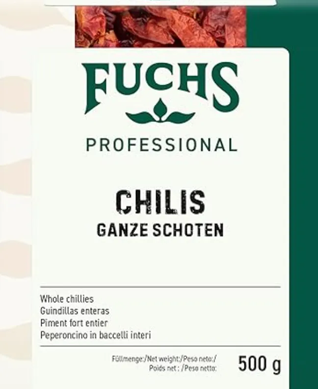 Fuchs Professional – Chillies ganz Gewürz für pikante Gerichte (500g) für 7,87 € inkl. Prime-Versand (statt 13,00 €)