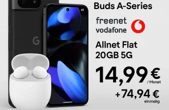 MediaMarkt Tarifwelt: Google Pixel 9 (128 GB) + Google Pixel Buds A-Series + freenet Vodafone Allnet Flat 20GB 5G für 14,99 € / Monat + 74,94 € einmalig