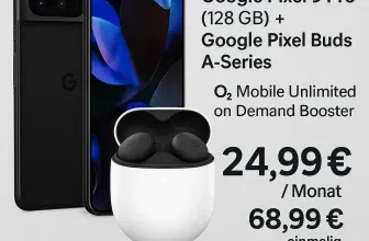 MediaMarkt Tarifwelt: Google Pixel 9 Pro (128 GB) + Google Pixel Buds A-Series + o2 Mobile Unlimited on Demand Booster für 24,99 € / Monat + 68,99 € einmalig