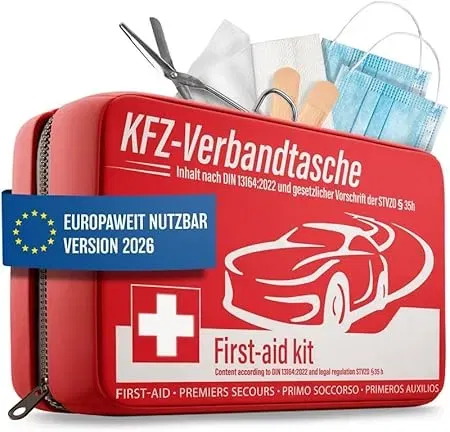 HELDENWERK KFZ Verbandstasche nach aktueller Norm 2025 (DIN 13164:2022 (StVO konform))