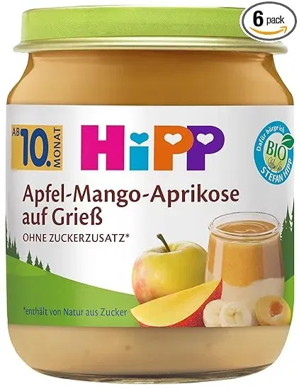 HiPP Bio Apfel-Mango-Aprikose auf Grieß ab 10. Monat 6er Pack (6 x 200 g) ab 7,69 € inkl. Prime-Versand
