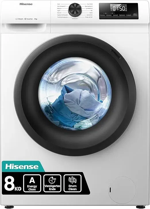 Hisense WF1Q8041BW Waschmaschine mit Dampffunktion (8kg, 1400 U/Min, EEK A) für 309,00 € inkl. Versand