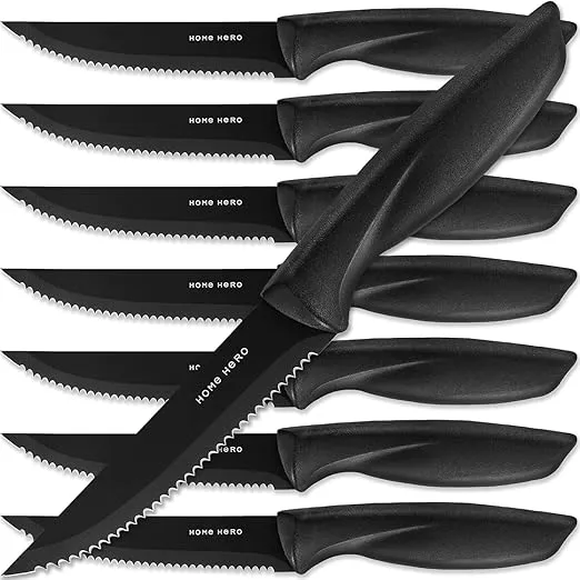 Home Hero Messerset Scharfe Steakmesser (8er Pack) + Gratis Küchenutensilien Set 33-teilig für 12,99 € inkl. Prime-Versand