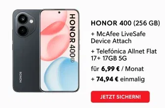 Schnäppchen, Deals und Rabattcodes des Tages - Honor Smartphone mit McAfee LiveSafe und Telefonica Allnet Flat