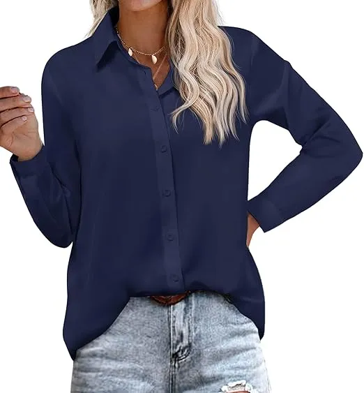 Hotouch Damen Business Bluse mit V-Ausschnitt (4 Farben, Gr. S bis XXL) für 13,19 € inkl. Prime-Versand (statt 21,99 €)