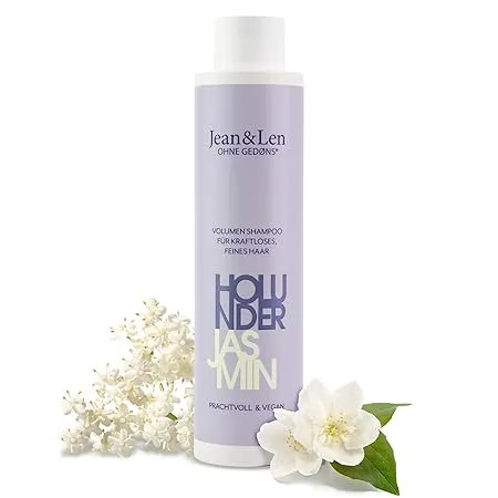 Jean Len Volumen Shampoo Holunder Jasmin fuer kraftloses und feines Haar verleiht Volumen fruchtig blumiger Duft ohne Parabene und Silikone vegan 300 ml Schnäppchen, Deals Und Rabattcodes Des Tages - Jean Len Volumen Shampoo Holunder Jasmin Für Kraftloses Und Feines Haar, Fruchtig Blumiger Duft, Vegan 300 Ml