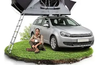 Juskys Autodachzelt Lago (4 Farben, LED-Beleuchtung & Leiter, 120 x 210 cm, Schwarz / Grau) für 693,94 € inkl. Versand