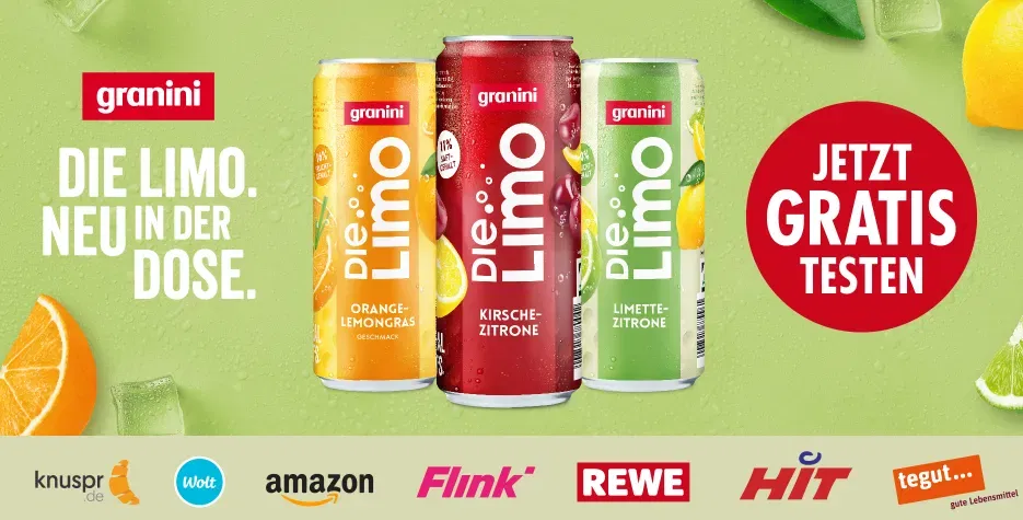 Die Limo von granini in der Dose: Jetzt kostenlos testen [100% Cashback – 1 Dose]