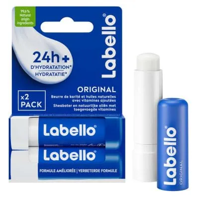 LABELLO Duo Original Lippenbalsam angereichert mit natürlichen Ölen und cremiger Textur für 24 Stunden 2er Pack (2 x 5,5 ml) für 4,80 € inkl. Prime-Versand (statt 6,22 €)