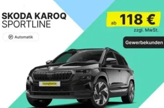 Skoda Karoq mit 190 PS für 140,42 € / Monat + 1.599,00 € einmalig – LF 0,30 (Gewerbekunden)