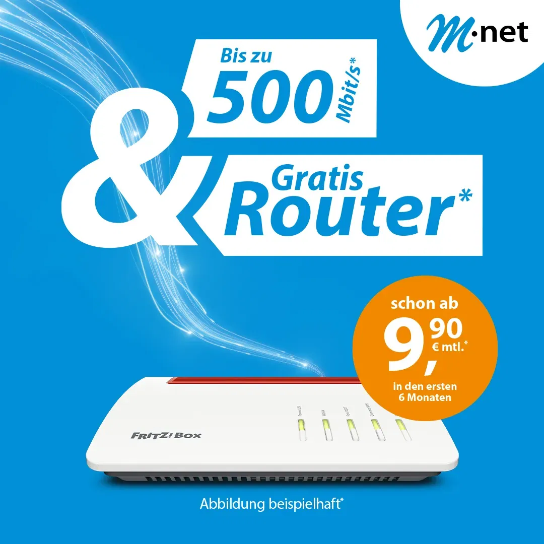M-net Glasfaser-Tarife für Bayern & Teile Hessens/Thüringens – Urban (M-net) & FTTH (Telekom) – ab 9,90 € mtl. + bis zu 100 € Bonus + Gratis WLAN-Router*